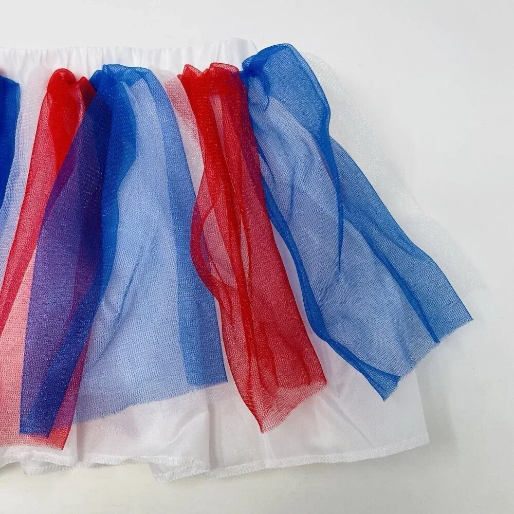 Child Size S/M Patriotic Red White Blue Americana Mesh Tutu Play Halloween‎ 420